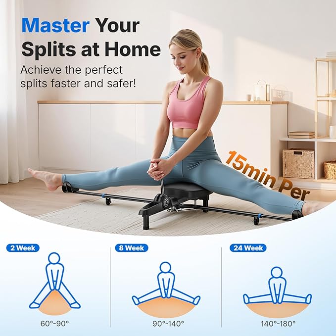 MERACH Split Machine, Leg Stretcher for Flexibility, 180° Stretching Equipment with 6-Level Length Adjustment & Comfortable Pad, Home Stretch Machine for Dance, Gymnastics, 300lbs Capacity