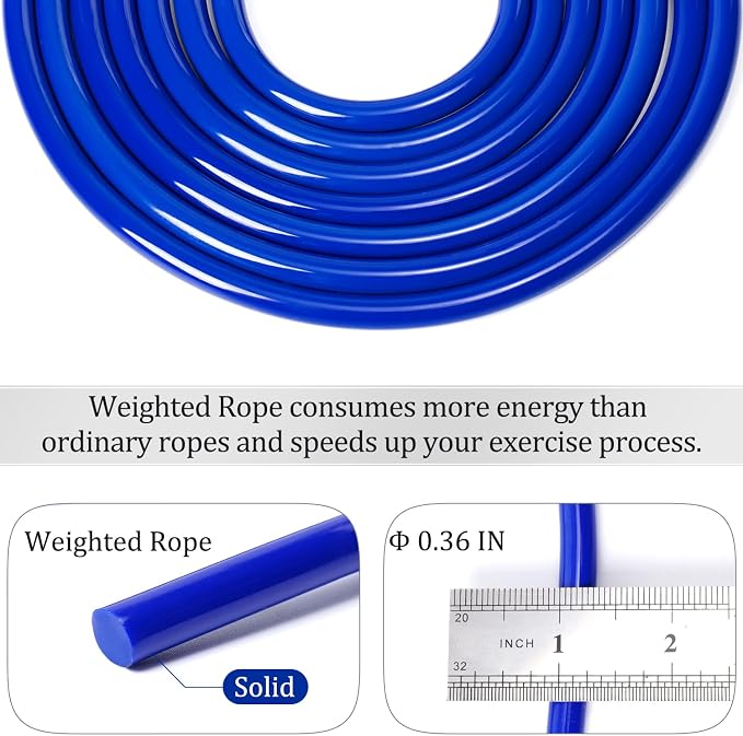 Mangodan 1LB Weighted Jump Ropes for fitness Women Men, Tangle-Free Ball Bearing Rapid Speed Skipping Jump Rope with Adjustable 9mm Cotton & PVC Cord, Aluminum Handles for MMA, Boxing, CrossFit, Weight-loss Workouts