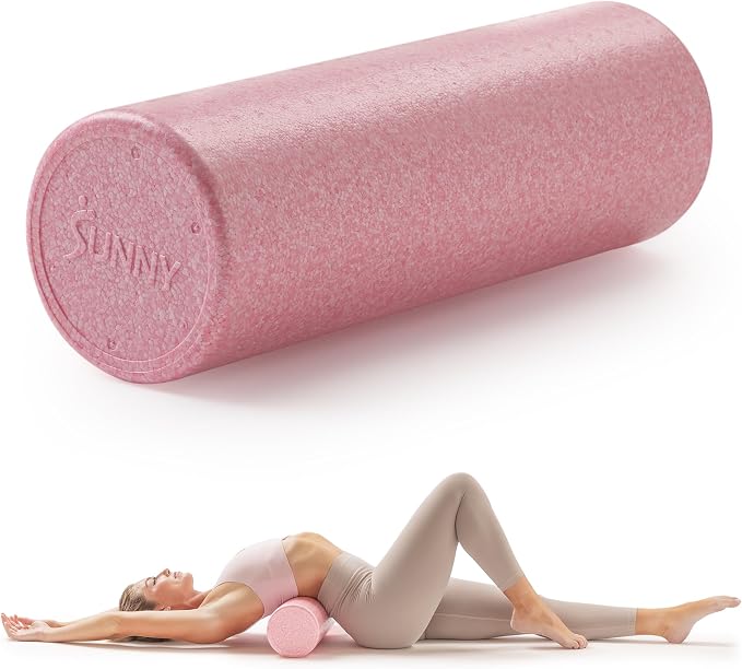 Sunny Health & Fitness 12" Pink High-Density Yoga Foam Roller | Muscle Relief, Physical Therapy, Post-Workout Recovery, Improved Flexibility, Home, Gym, Rehab Use, Full-Body Use