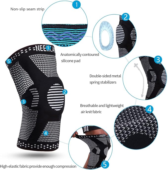 NEENCA Professional Knee Brace, Medical Knee Support for Women & Men Relief | Patented Patella Gel Pad & Side Stabilizers, Compression Sleeve for Knee Pain, Swelling, ACL, PCL, Arthritis, Sports, Workout