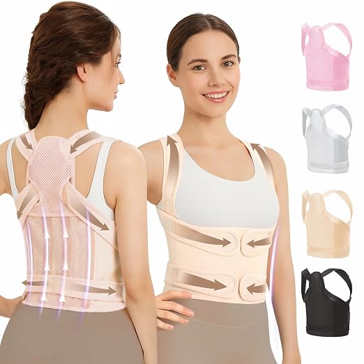 Posture Corrector for Women & Men, Adjustable Full Back Brace Support | Breathable Shoulder Straightener, Spine Support for Upper & Lower Back, Scoliosis & Hunchback Correction, Back Pain Relief