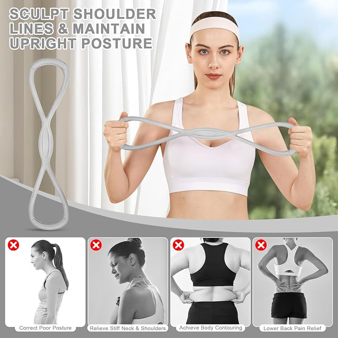 Figure 8 Resistance Band: Resistance Bands with Handles for Working Out - 8 Shaped Resistance Bands for Women - Exercise Bands for Arms - Fullbody Yoga Pulling Rope
