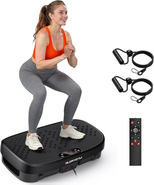 Vibration Plate Exercise Machine for Body Shaker Machine & Weight Loss, Shake Plate with Resistance Bands, 120 Speed Levels, Remote Control, Full Body Workout, Compact Home Gym Equipment