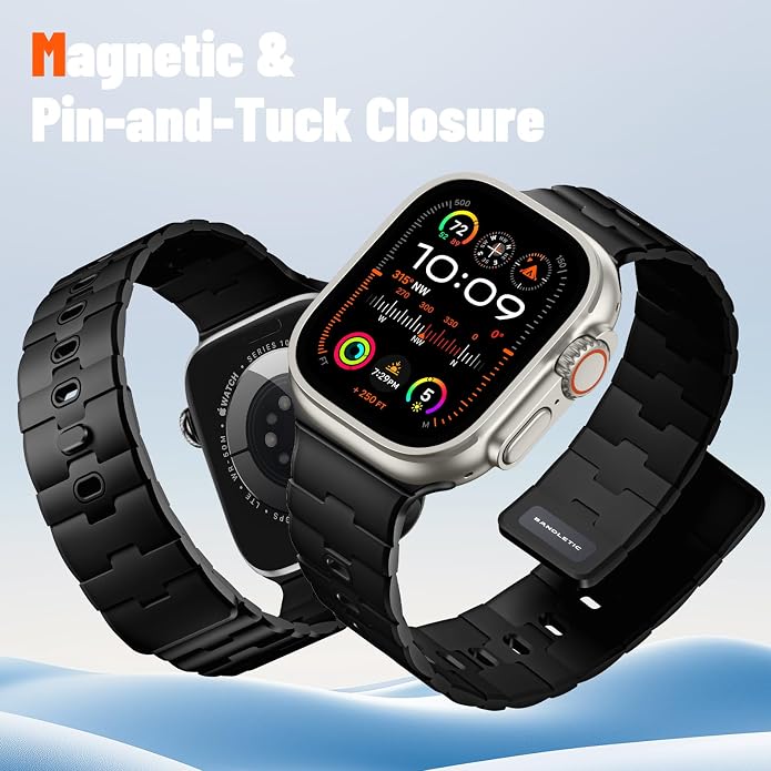 Bandletic Magnetic Silicone Watchband Compatible with All Apple Watch | Strong Magnet Sport Strap for iWatch Ultra 49mm Series 11-1 SE 46mm 45mm 44mm 42mm 41mm 40mm 38mm, Ideal for Men Women