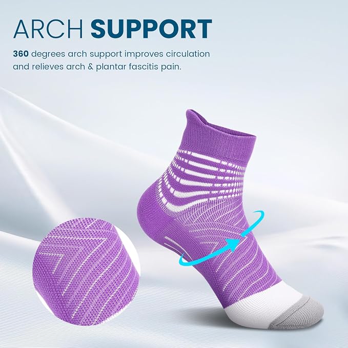 IRAMY Compression Ankle Support Socks Women - Wicking, Cushioned Athletic, Plantar Fasciitis Relief 2/3/6 Pairs