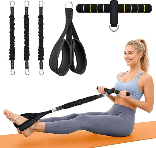 Resistance Bands with Handles, 6-Tube Elastic Pedal Resistance Band for Working Out, Durable Natural Rubber Exercise Bands, Multifunction Exercise Equipment for Abdomen, Waist, Arm, Leg Stretching