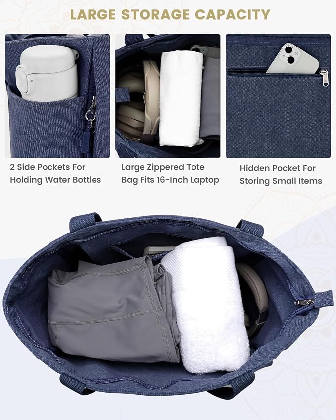 Gonex Yoga Mat Bag with Zipper Mat Carrier Canvas Gym Tote | Durable Canvas, Zipper Closures Prevent Slipping, Quick Access, Bottle Holder, Fits Yoga Blocks, Gym & Travel Use