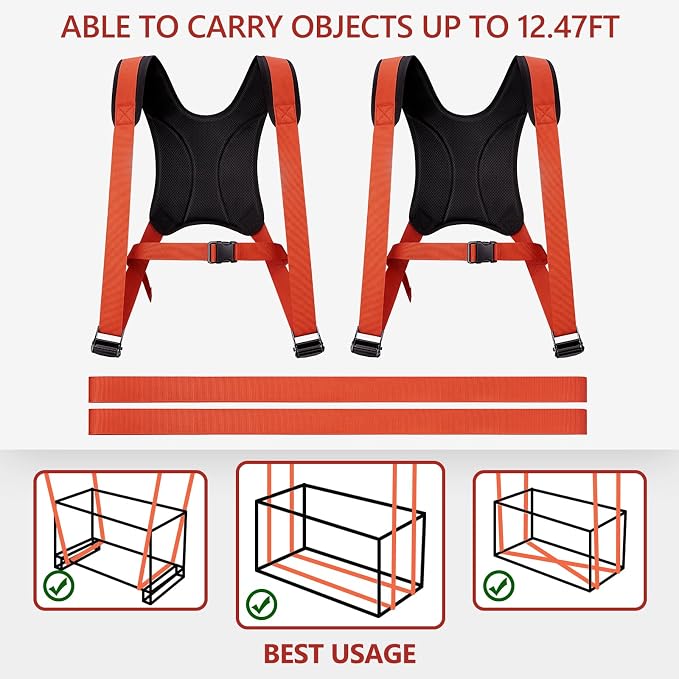 KEDSUM Moving Straps, 2-Person Lifting & Moving System, Anti-Slip Adjustable Lifting Straps Moving for Furniture, Appliances, Mattresses, Heavy, Bulky Objects Up to 800lbs(with Back Support)