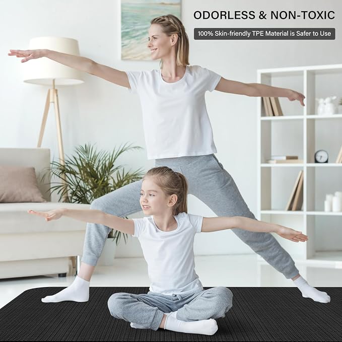 Extra Large Yoga Mat - 84"x30"x6mm (1/4 inch), Non-Slip, Durable, Eco-Friendly, Thick Wide Exercise Mat for Home Workouts, Yoga, Pilates, Stretching, Meditation (Barefoot Exercise)