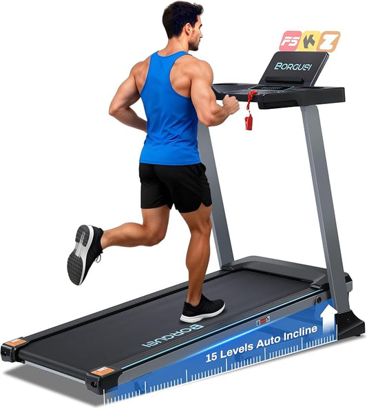 Auto Incline Treadmill for Home - 47.3"x17.5" Long Wide Belt, 3.5 HP, Bluetooth App, 10 MPH, 300 lbs Capacity, 40 Preset Programs