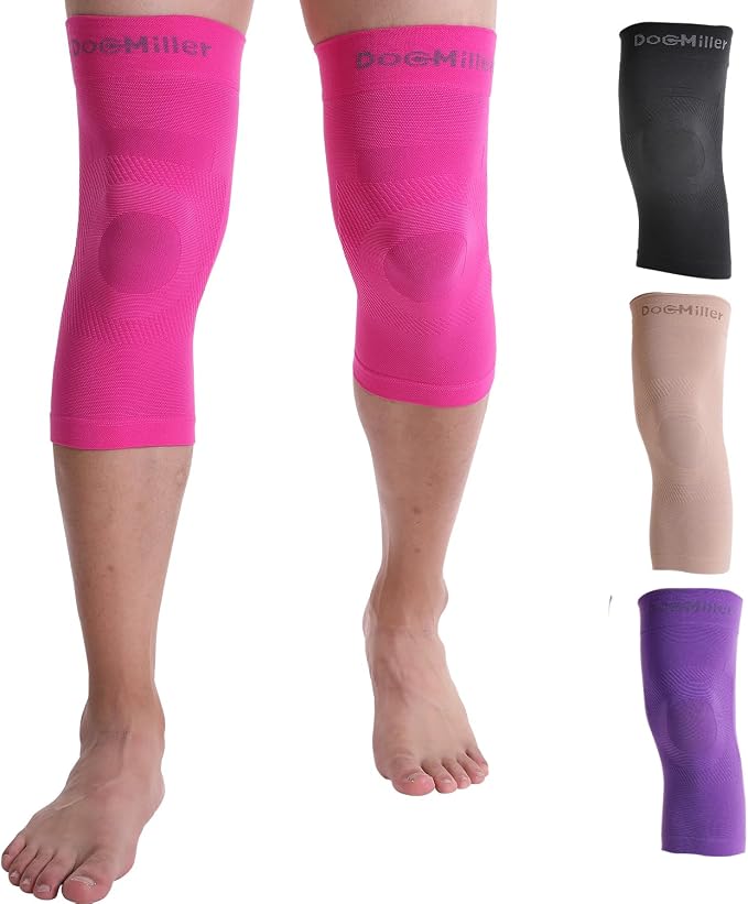Doc Miller Knee Compression Sleeve Brace for Men & Women | Pair, Best Support for Workout, Running, ACL, Arthritis Pain Relief