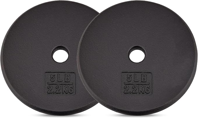 Yes4All Standard Weight Plates, 1-Inch Cast Iron Barbell Weights, Wide Range 5–50 LB, Ideal for Strength Training & Workout Routine, Available in Single, Pair & Set of 4