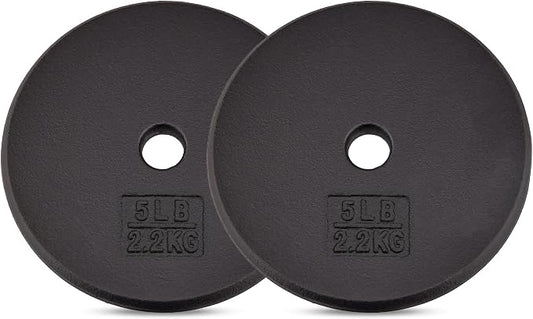 Yes4All Standard Weight Plates, 1-Inch Cast Iron Barbell Weights, Wide Range 5–50 LB, Ideal for Strength Training & Workout Routine, Available in Single, Pair & Set of 4