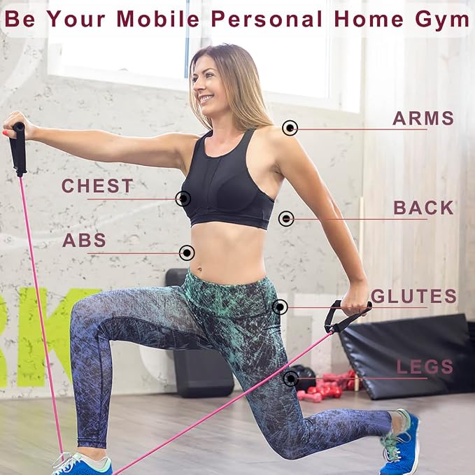 Resistance Bands with Handles, Exercise Bands with Handles, Door Anchor | Physical Therapy & Rehab, Home Workout Pilates Yoga, Non-Slip Handles, Portable Travel, TPE