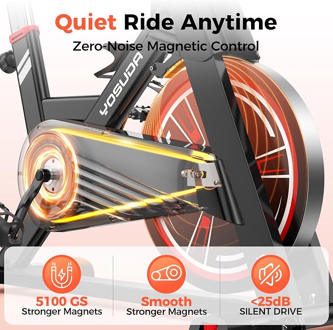 YOSUDA PRO Magnetic Exercise Bike 350 lbs Weight Capacity - Indoor Cycling Bike Stationary with Comfortable Seat Cushion, Silent Belt Drive