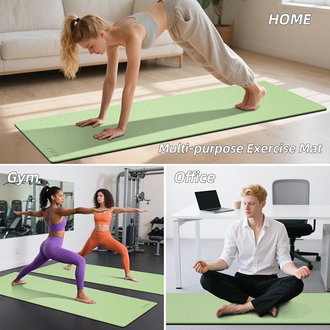 ILILI Yoga Mat 10mm Extra Thick and 193cm Extra Long, 76x28×0.4 Inch, Double Color Non-Slip TPE Material, Easy Carrying with Strap, Ideal for Yoga, Pilates, Floor Exercise, Home and Outdoor Use, Eco Friendly