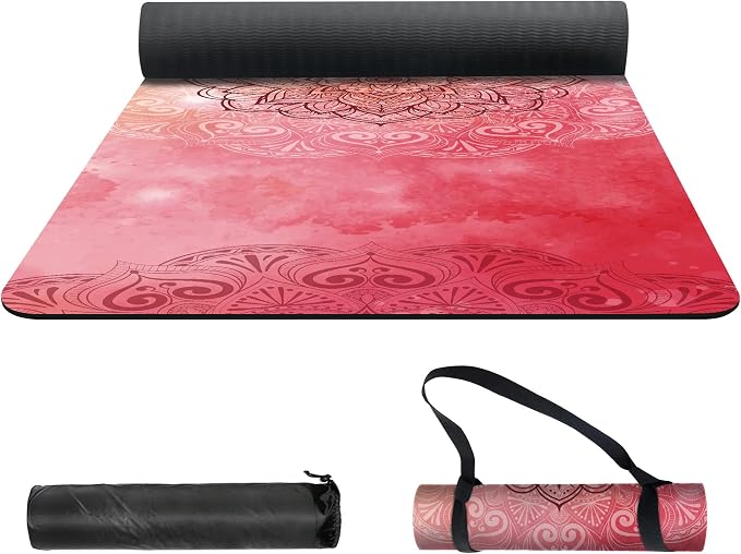 nuveti Yoga Mat Print Extra Thick TPE Non Slip Fitness Exercise Mat with Carrying Bag,72"x24" Extra Thick 6MM Exercise & Workout Mat for Yoga, Pilates Fitness and Floor Exercises