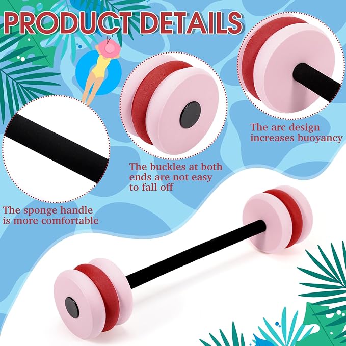 Soulchen Long Aquatic Exercise Dumbbells Pool Exercise Foam Water Weights Dumbbell Aquatic Pool Barbells with High Density EVA Foam for Swim Water Aerobics Workouts Loss
