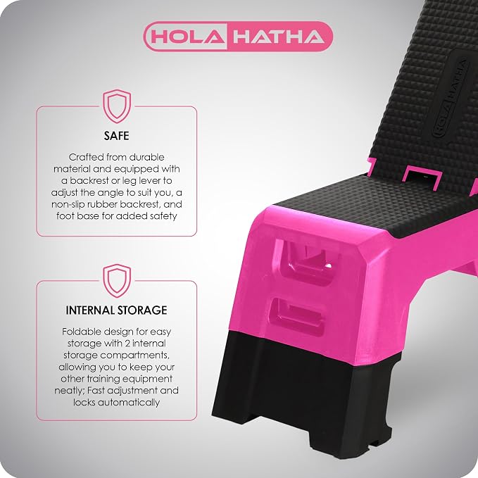 HolaHatha Compact Portable Aerobic Step Platform Exercise Fitness Equipment, Cardio Stepper with Adjustable Height for Home Gym