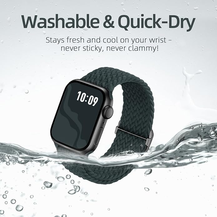 4 Pack Braided Stretchy Bands Compatible with Apple Watch 40mm 41mm 38mm 42mm 44mm 45mm 46mm 49mm Women Men, Breathable Nylon Elastic Daily Use Straps for iWatch Series 11/10 9 8 7 6 5 4 3 SE/Ultra 2