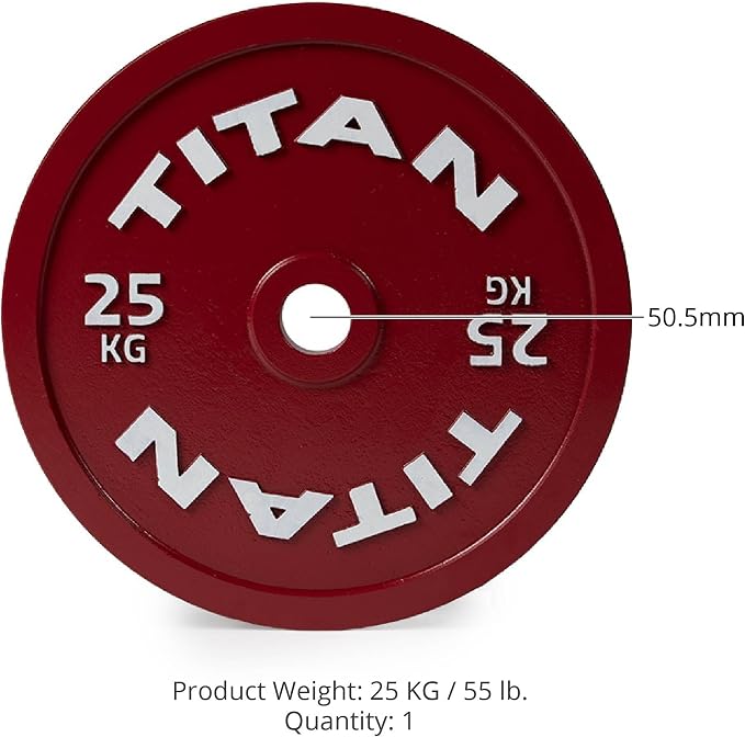 Titan Fitness Olympic Calibrated Steel Powerlifting Plates, Machine Precision Steel Discs