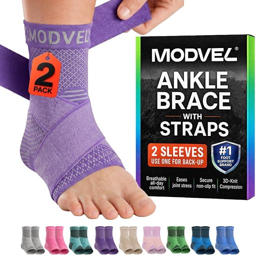 Modvel Foot & Ankle Brace Socks with Adjustable Support Strap – Compression Sleeve for Sprained Ankle, Plantar Fasciitis Relief Tendonitis & Arthritis, Stabilizing Foot & Ankle Support for Women & Men