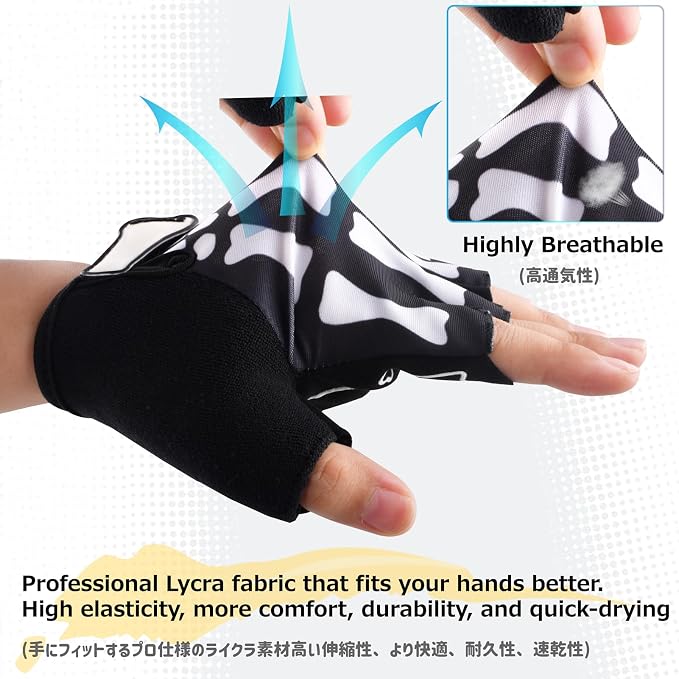 Skeleton Gloves Adjustable Lightweight Racing Skull Sports Work Bone Gloves Anti-Slip Breathable for Men & Women Motorcycle, Cycling, Biking, Workout