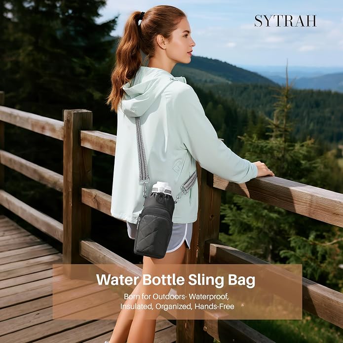 Water Bottle Bag Crossbody，Insulated Holder Purse