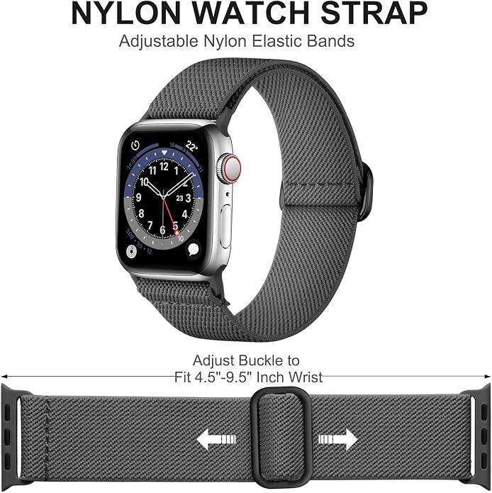 Adorve Stretchy Band Compatible with Apple Watch Bands Ultra 3/2/1 49mm 46mm 45mm 44mm 42mm 41mm 40mm 38mm Men Women, Soft Nylon Elastic Braided Strap Fits for iWatch Series 11/10/9/8/7/6/5/4/3/SE3-1