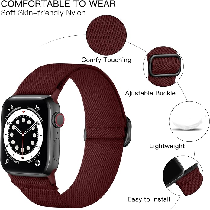 Lerobo Braided Band Compatible with Apple Watch Series 11 10 9 8 7 46mm 45mm 41mm Ultra SE 3 2 1 49mm Series 6 5 4 3 44mm 40mm 38mm 42mm Men iWatch Bands Women Stretchy Nylon Solo Loop Sport Strap