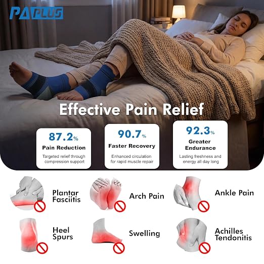 PAPLUS 6 Pairs Compression Socks with Arch Support for Plantar Fasciitis | Ankle Brace for Achilles Tendonitis, Heel Pain, Arthritis, Plantar Fasciitis Relief, Foot Compression Sleeve for Women, Men
