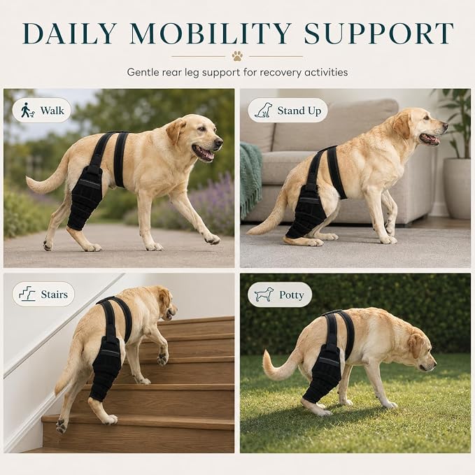 Dog Knee Brace for Torn ACL CCL, Support Dog Leg Braces for Back Leg to Prevent Slipping, Hind Leg Support for Dog Joint Pain Recovery, Luxating Patella, Fits Small Medium Large Dogs, L