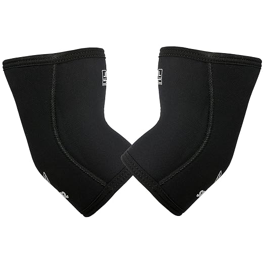 Stoic Elbow Sleeves for Powerlifting - 7mm + 5mm Thick Neoprene Sleeve for Bodybuilding, Weight Lifting Best for Squats, Cross Training, Strongman Professional Quality & Ultra Heavy Duty (Pair)