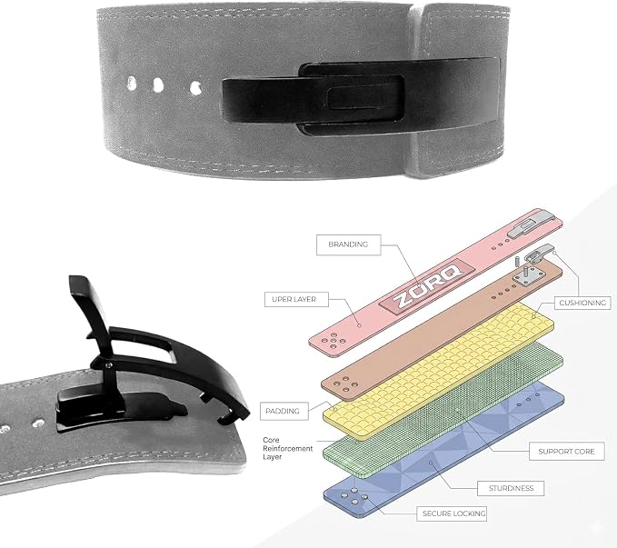 ZORQ Lever Belt Weight Lifting Belt - 10mm Thick 4 Inch Wide Genuine Leather Powerlifting Belt for Men & Women - Professional Gym Belt for Squats, Deadlifts, Bodybuilding & Strength Training