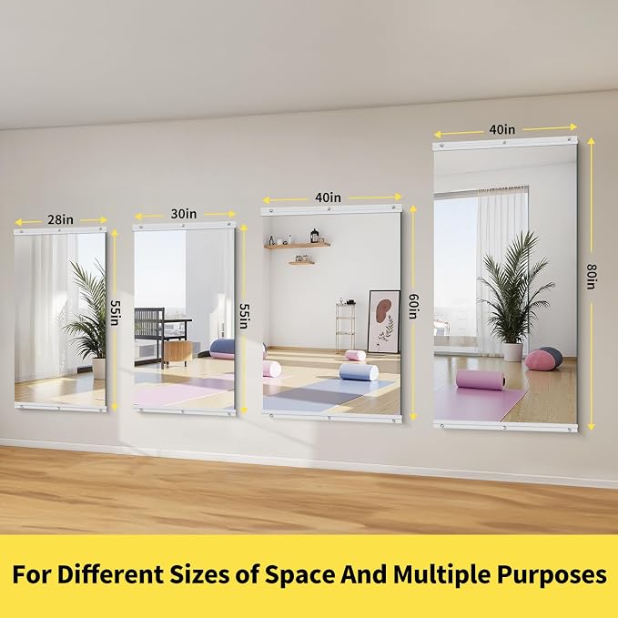 Home Gym Mirror Wall Mounted,80x40 Inch,1PCS Full Length Mirror
