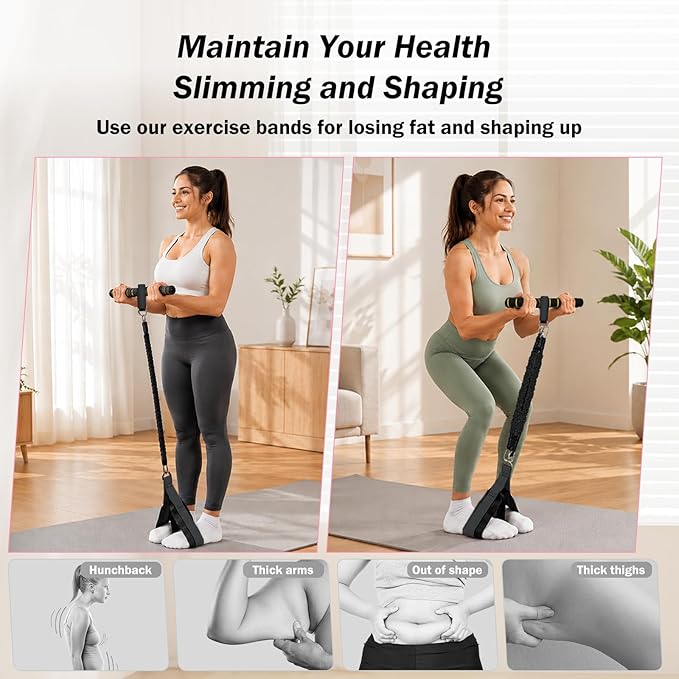 Resistance Bands with Handles, 6-Tube Elastic Pedal Resistance Band for Working Out, Durable Natural Rubber Exercise Bands, Multifunction Exercise Equipment for Abdomen, Waist, Arm, Leg Stretching