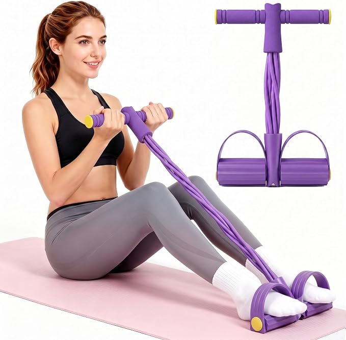 6-Tube Pedal Resistance Band with Handles | Professional Grade, Abdomen, Waist, Arm, Leg Workout, Home Gym Equipment for Full Body Training, Injury Prevention & Recovery