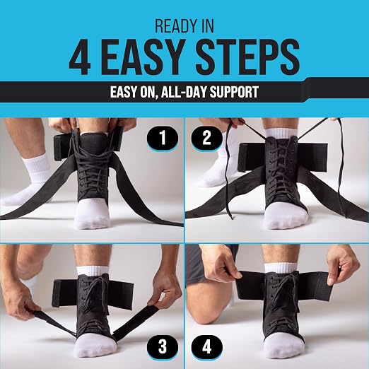 Lace Up Ankle Brace for Women & Men - Side Stabilizers for Sprained Ankle