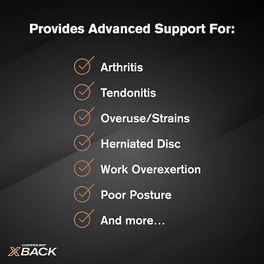 Copper Fit X-Back Brace for Lower Back Pain, Lumbar Support, Herniated Disc, Sciatica, Arthritis – Adjustable, Breathable Design - for Men and Women (2XL/3XL) (Pack of 2)