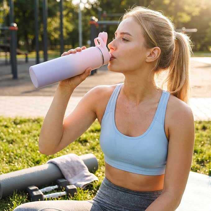 Fijinhom Insulated Water Bottle with Handle, 304 Stainless Steel Water Bottles with Wide Mouth, Double Wall Vacuum Sports Water Bottle, BPA Free, Keep Cold and Hot, 24 Ounces, Pink/Purple