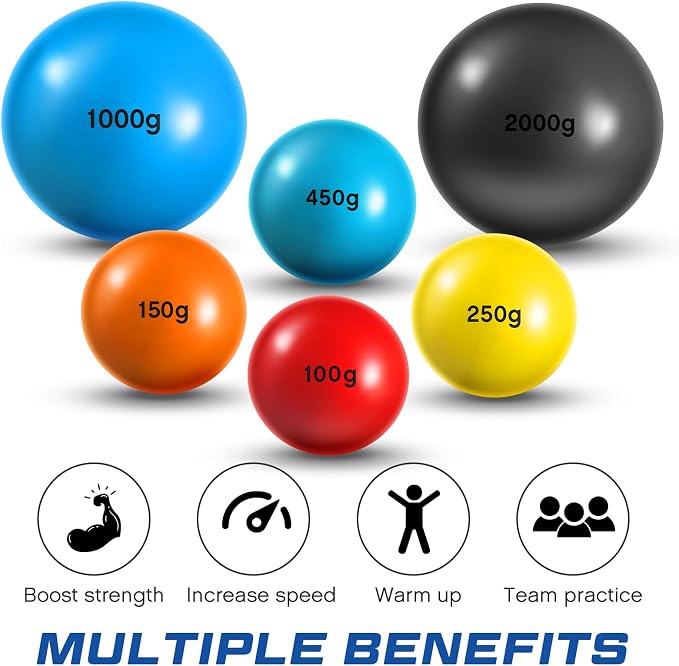 Hungdao 6 Pcs Weighted Plyo Training Balls Variable Plyo Weighted Balls Practice Weighted Baseball Weighted Ball Set for Throwing Pitching Power Improving Accessories, 6 Colors