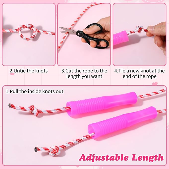 40 Pack Colorful Kids Jump Rope Set, 7.6ft Colorful Jump Rope for Kid Bulk Adjustable Length Stripe Skipping Ropes with Plastic Handles for Outdoor Exercise Sport Party Equipment