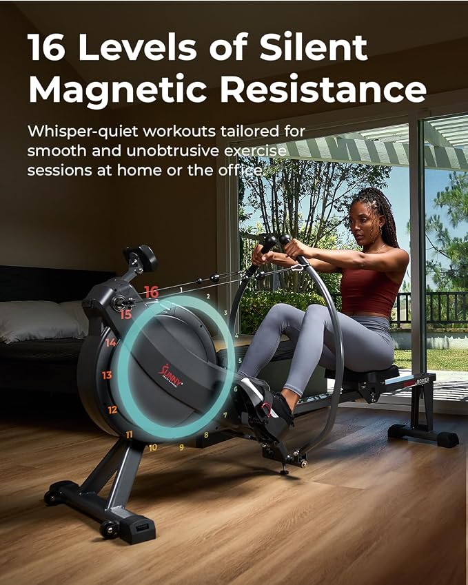 Sunny Health & Fitness Smart 360° Dual-Function Magnetic Rowing Machine, Full-Motion Workout with 51-Inch Extended Rail, Total-Body Training for Home, Free SunnyFit APP Connection