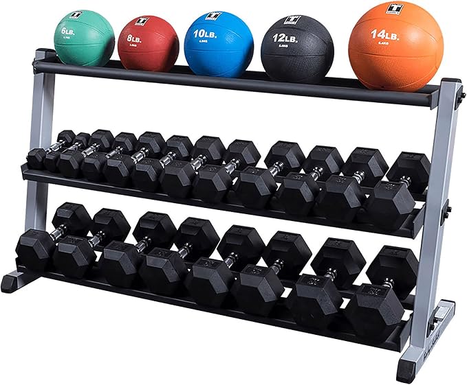 Body Solid (GMRT6) Optional 3rd-Tier for GDR60 Dumbbell Rack, Medicine and Slam Balls Additional Storage Solution, Commercial and Home Gym Weight Rack Organization, Black (Add-on Shelf Only)