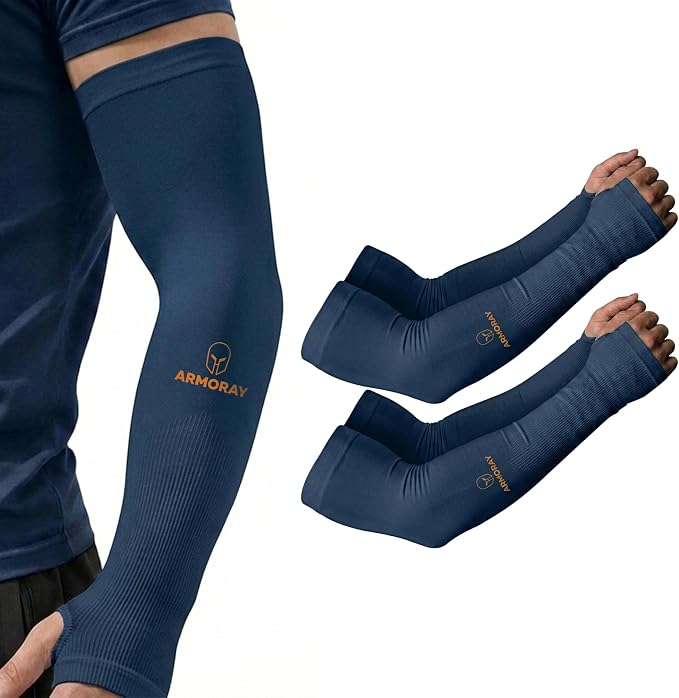 ARMORAY Arm Sleeves for Men and Women - UV Sun Protection Cooling Compression - Tattoo Cover Up Sleeve for Daily Wear & Work
