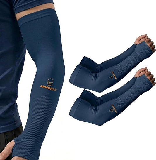 ARMORAY Arm Sleeves for Men and Women - UV Sun Protection Cooling Compression - Tattoo Cover Up Sleeve for Daily Wear & Work
