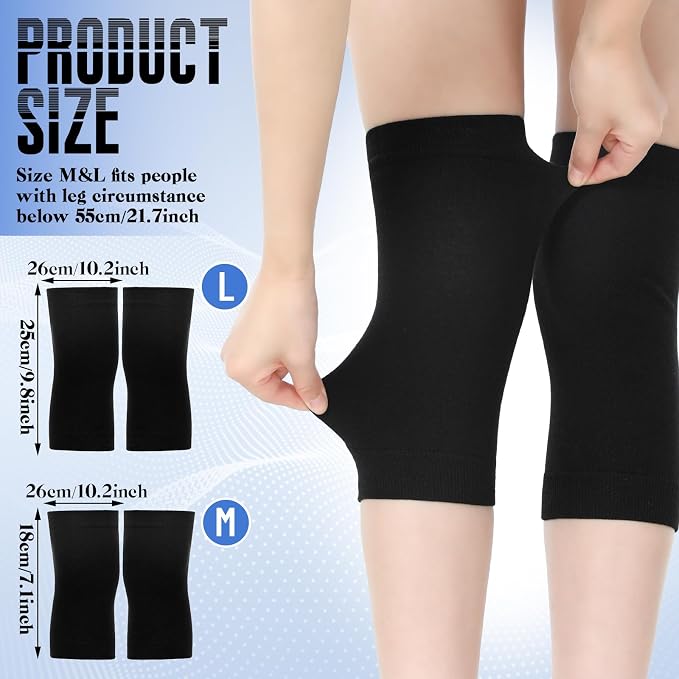 Geyoga 4 Pairs Knee Warmers for Women Men Breathable Leg Warmers Knee Brace Pad Leg Compression Sleeve for Cycling Running(Black,Medium)