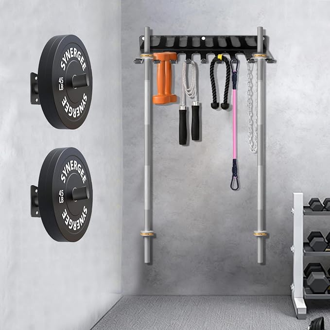 Wall-Mounted Strength Training Plate Storage Rack – Heavy Duty 2” Weight Plate Holder with Foam Padding, Bumper Plate Storage for Home Gym, Garage, and Power Rack.The outer surface of 1-pack and 2-pack products is bright color.4 Pack,6 Pack and 8 Pack ...