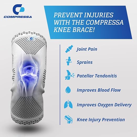 Compressa Knee Sleeve for Women & Men (Regular) - Non-Slip Compression Support for Joint Pain, Muscle Recovery, Arthritis, and Injury Relief