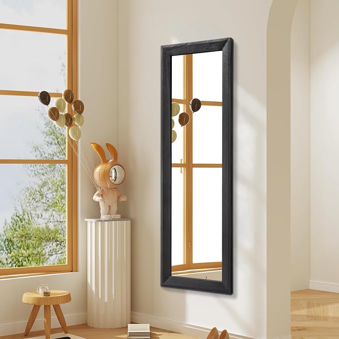 AAZZKANG Full Length Mirror Rectangle Wood Framed Large 47"x16" | Wall Mirrors Black for Bedroom Living Room Bathroom Dressing Room Entryway Hanging
